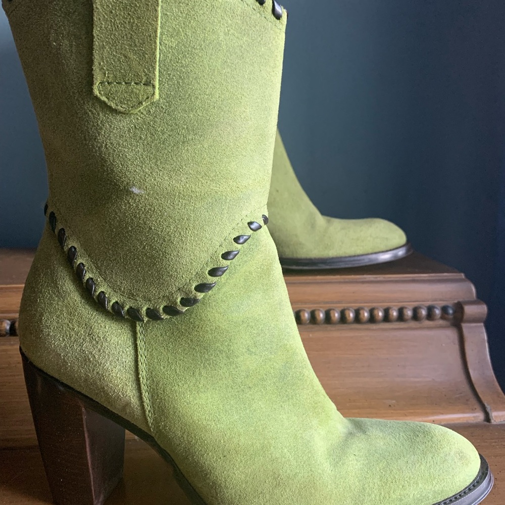 Paola Ferri Lime Green Cowboy Bootie